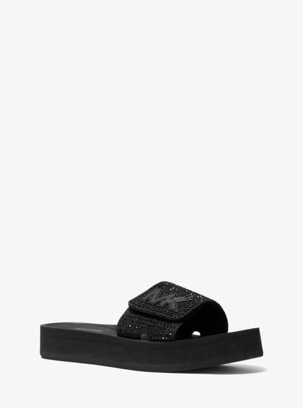 Damske Slapky Michael Kors Embellished Platform Čierne - Topanky Michael Kors Lacne | JKCIZ-9130
